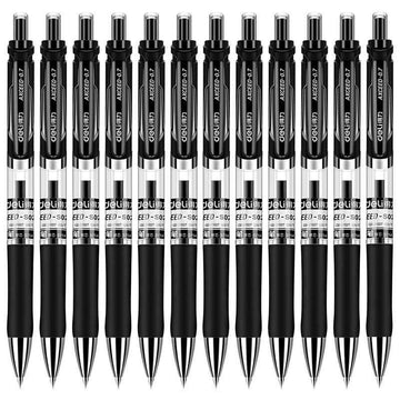 Długopis żelowy DELI S02, średni punkt, 0,7 mm, czarny tusz, 12 szt.