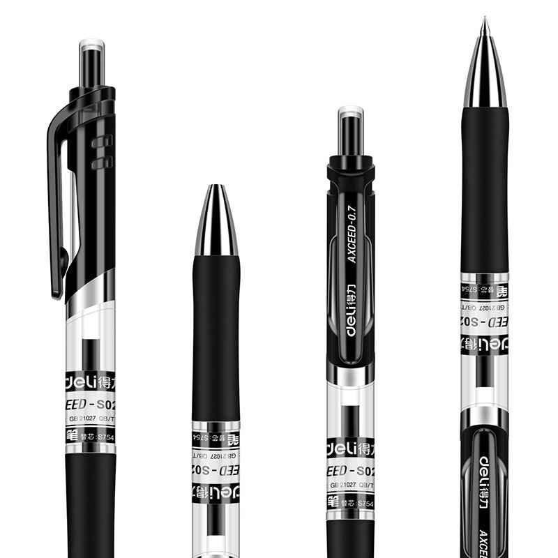 Długopis żelowy DELI S02, średni punkt, 0,7 mm, czarny tusz, 12 szt.