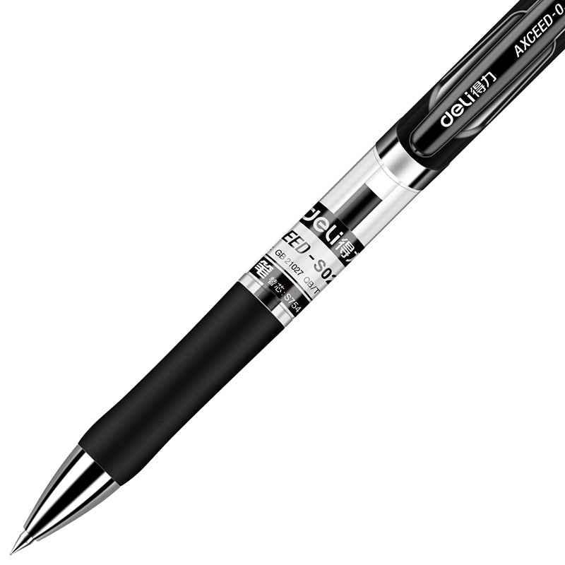 Długopis żelowy DELI S02, średni punkt, 0,7 mm, czarny tusz, 12 szt.