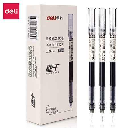 DELI Rollerballpennen met vloeibare inkt Duick-Drying Extra fijne punt 0,38 mm 12 stuks