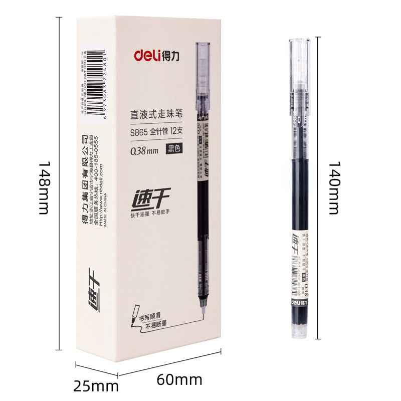 DELI Rollerballpennen met vloeibare inkt Duick-Drying Extra fijne punt 0,38 mm 12 stuks