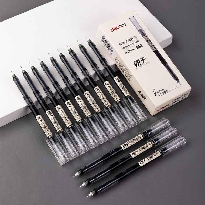 DELI Rollerballpennen met vloeibare inkt Duick-Drying Extra fijne punt 0,38 mm 12 stuks