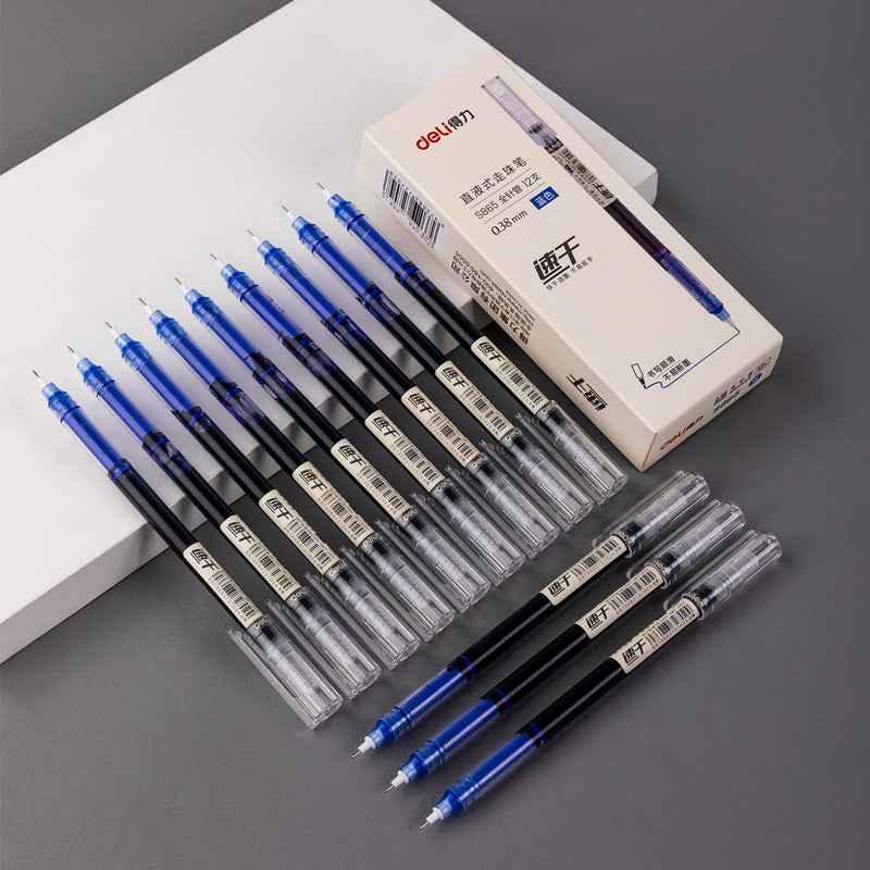DELI Rollerballpennen met vloeibare inkt Duick-Drying Extra fijne punt 0,38 mm 12 stuks