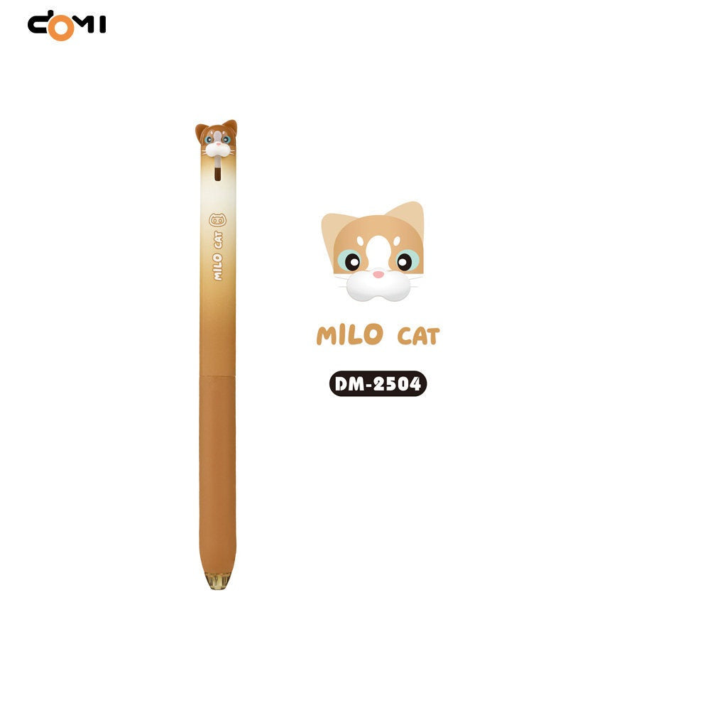 DOMI MILO Cat Retractable Gel Pens | 0.5mm Black Ink,12 Pack B