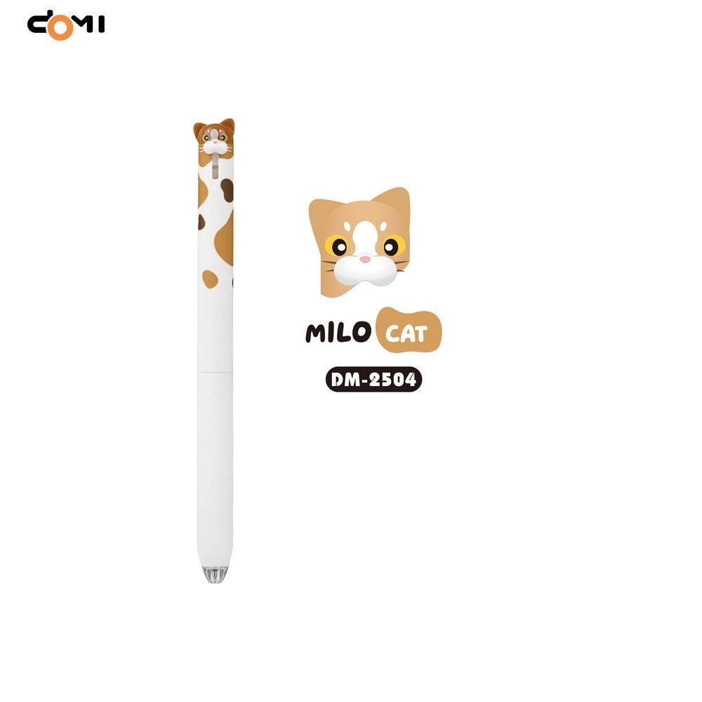 DOMI MILO Cat Retractable Gel Pens | 0.5mm Black Ink,12 Pack C