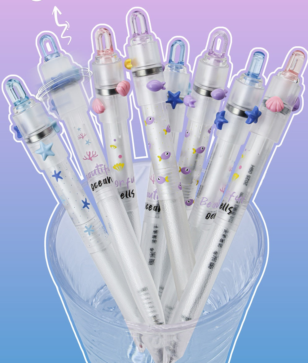DOMI Ocean Spinning Gel Pen Stress-Relief Fidget,0.5mm Black Ink 12 Pack