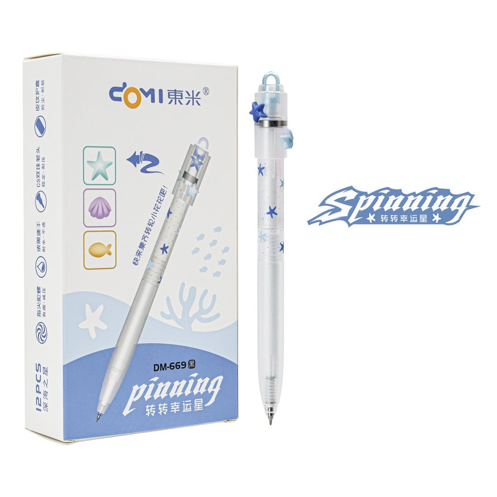 DOMI Ocean Spinning Gel Pen Stress-Relief Fidget,0.5mm Black Ink 12 Pack B