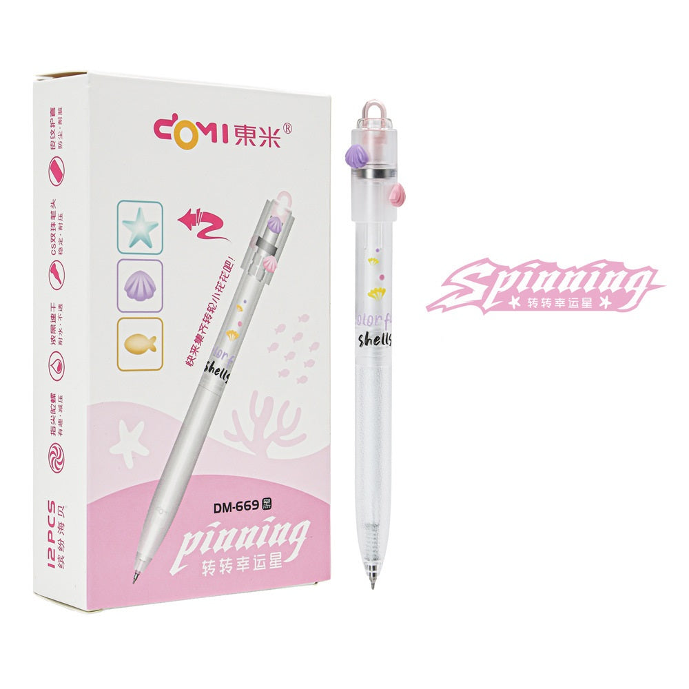 DOMI Ocean Spinning Gel Pen Stress-Relief Fidget,0.5mm Black Ink 12 Pack D