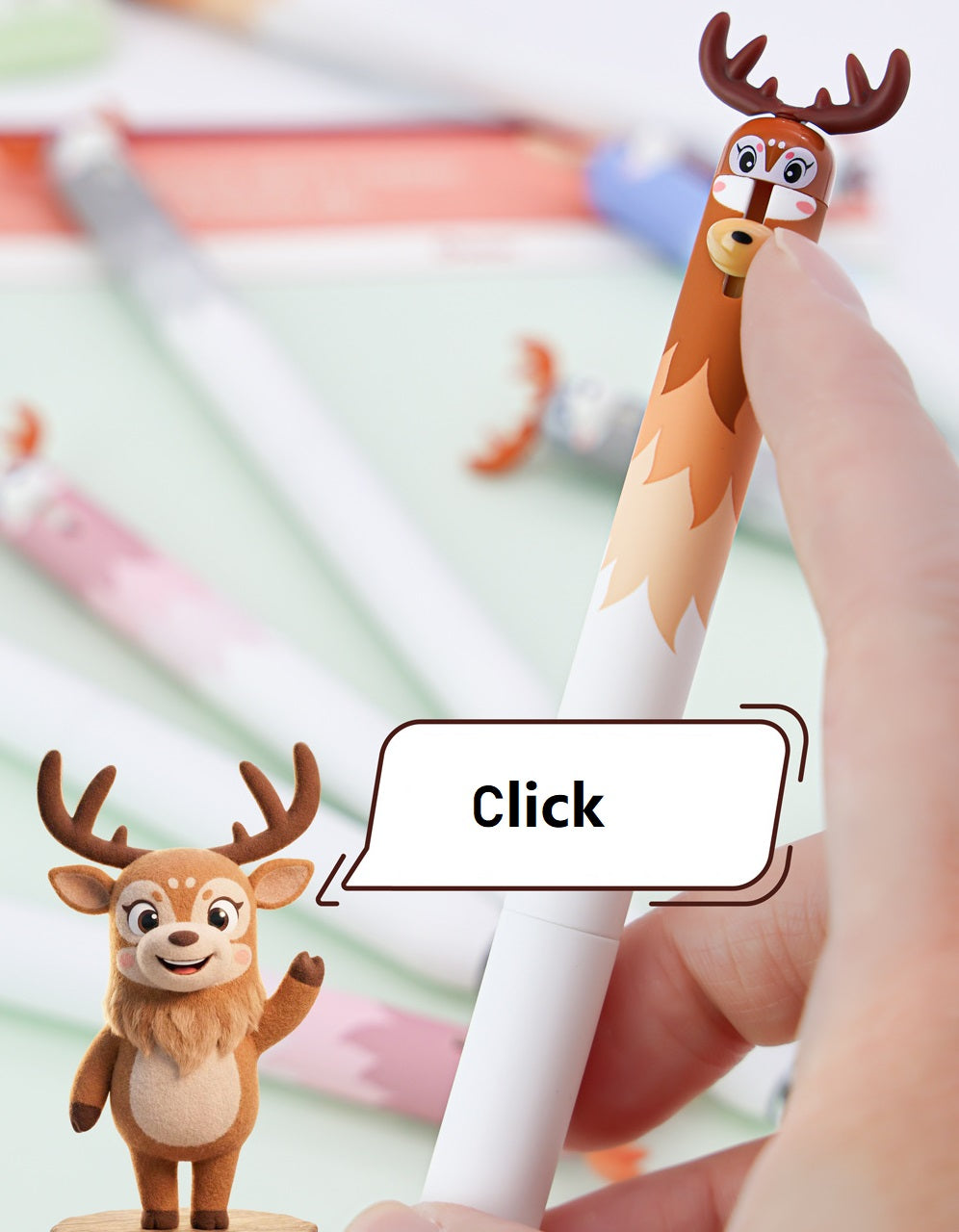 DOMI Deer Retractable Gel Pens | 0.5mm Black Ink,12 Pack