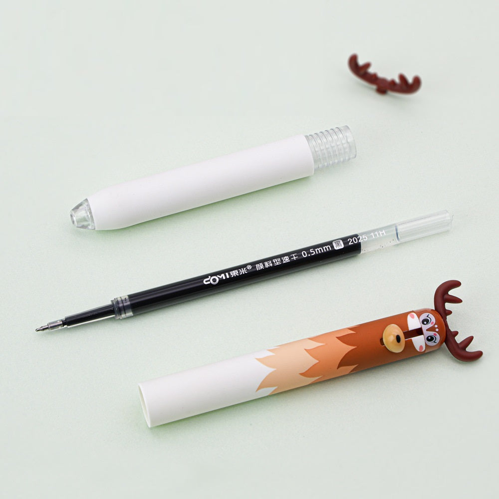 DOMI Deer Retractable Gel Pens | 0.5mm Black Ink,12 Pack
