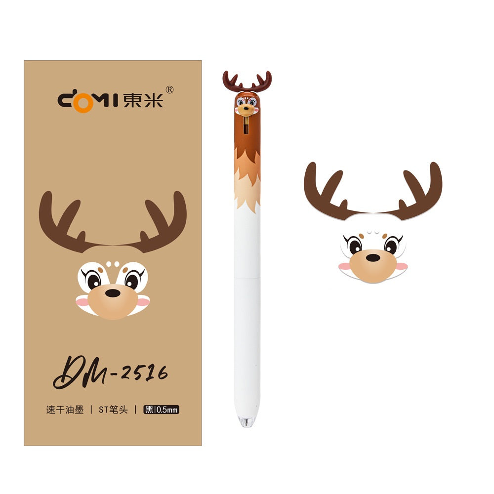 DOMI Deer Retractable Gel Pens | 0.5mm Black Ink,12 Pack Brown