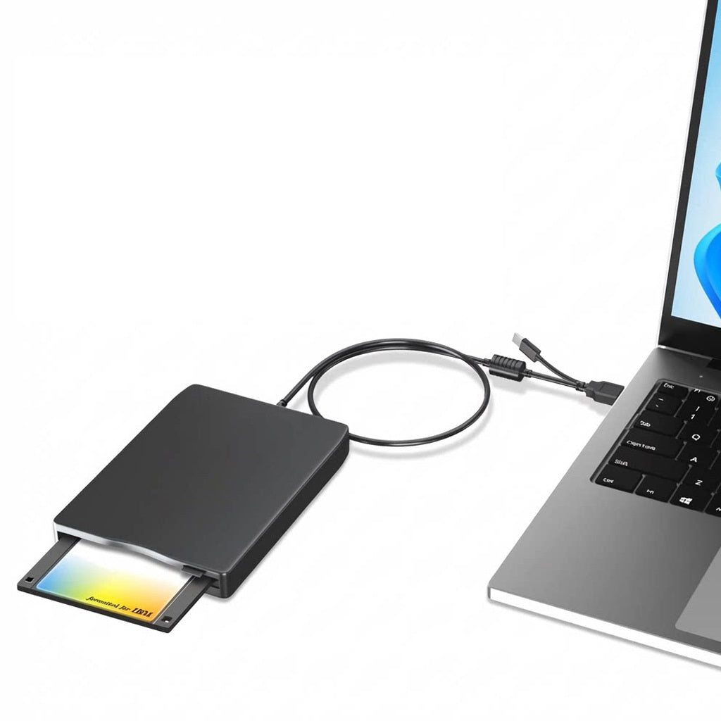 External 3.5" Floppy Disk Drive USB 2.0 & Type-C for Laptop & Desktop Plug & Play