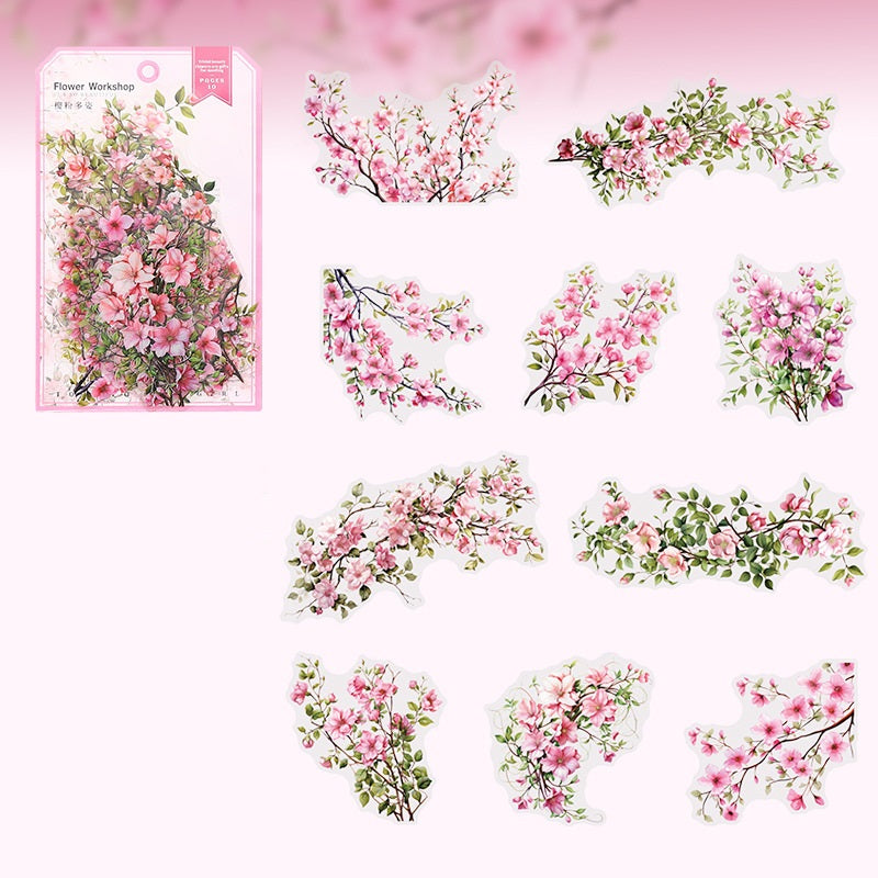 Flower Workshop PET Sticker Set – 60 Large Floral Decorative Stickers