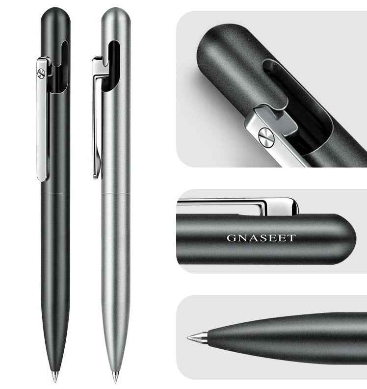 GNASEET Brushed Stainless Steel All-Metal Ballpoint Pen