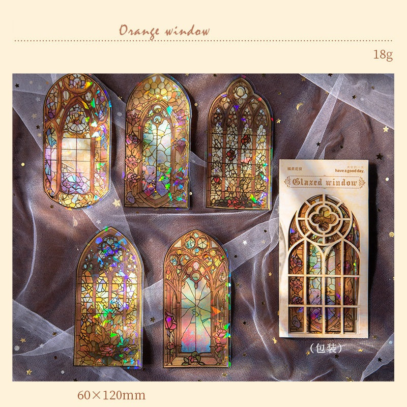 60-Piece PET Sticker Set - Glazed Window Series 60x120mm