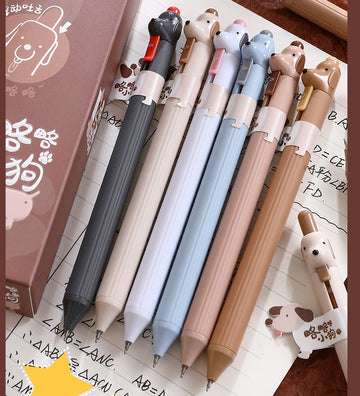 HESU Cute Dog Rollerball Gel Pens,Puppy Tongue Out,6 Pack