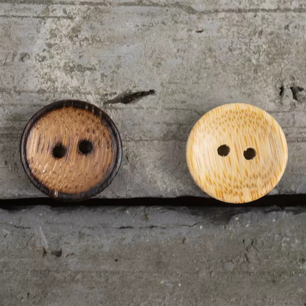 13mm Round 2 Hole Japanese Style Burned Edge Bamboo Buttons for Linen Shirts 40pcs