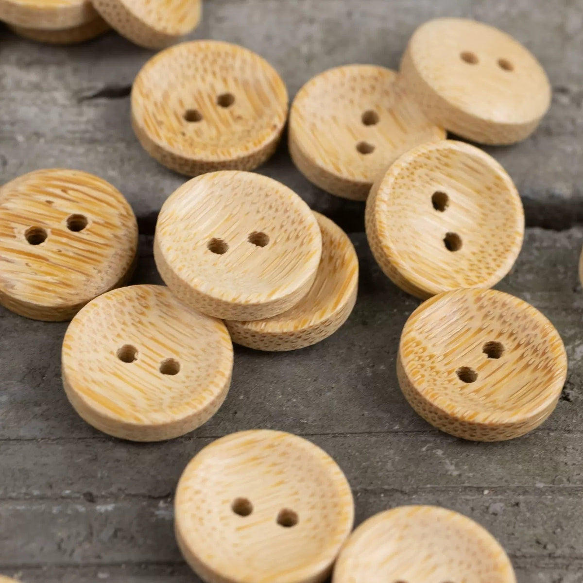 13mm Round 2 Hole Japanese Style Burned Edge Bamboo Buttons for Linen Shirts 40pcs Nature