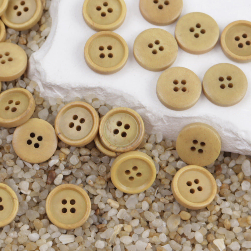 11.5mm Round 4 Hole Black and Brown Cow Bone Buttons for Shirts 12PCS Khaki