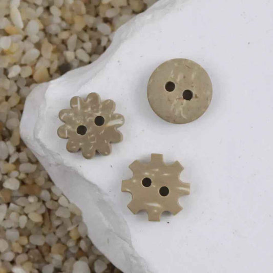 11.5mm Round Flower-Gear Shaped Natural Coconut Shell Buttons for Children's Clothing 100pcs