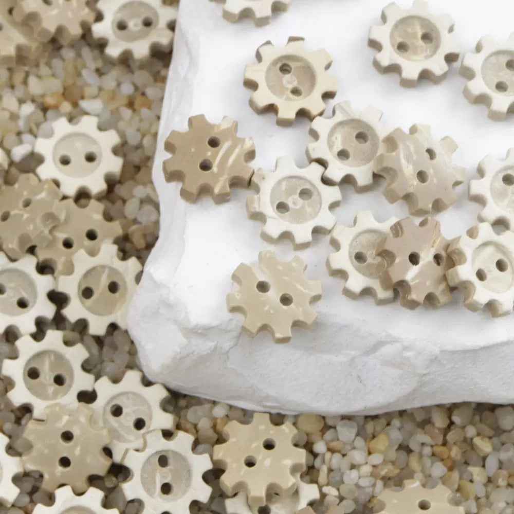 11.5mm Round Flower-Gear Shaped Natural Coconut Shell Buttons for Children's Clothing 100pcs Gear