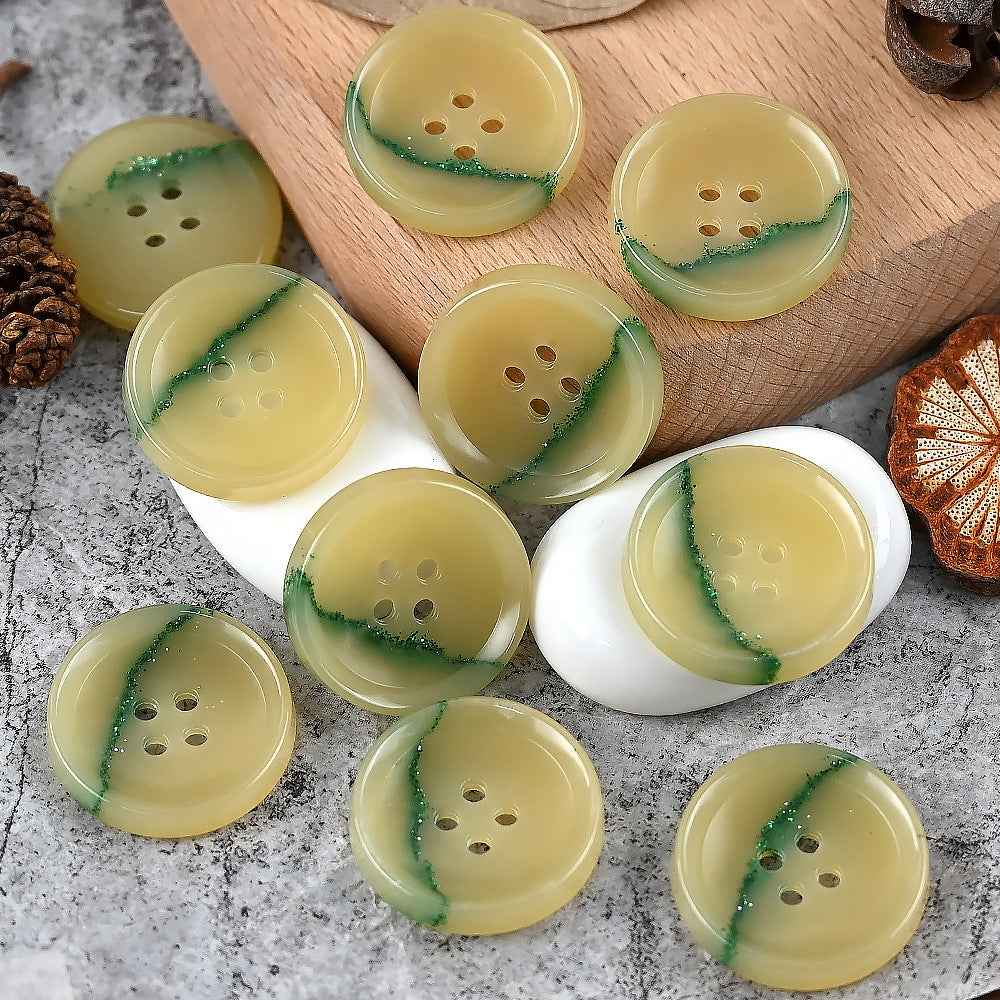 15-25mm Round 4 Hole Dreamy Colorful Urea Buttons for Men's and Women's Suits Yellow Green