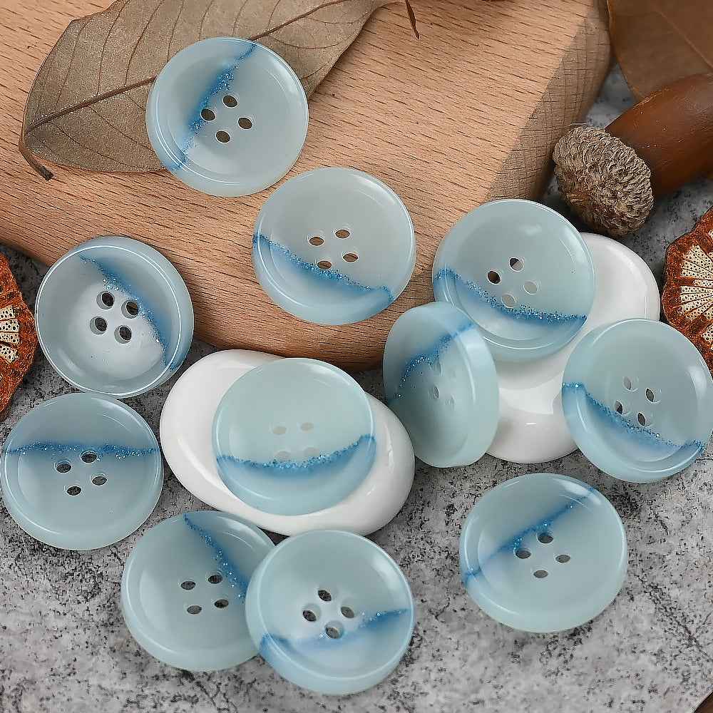 15-25mm Round 4 Hole Dreamy Colorful Urea Buttons for Men's and Women's Suits Sky Blue