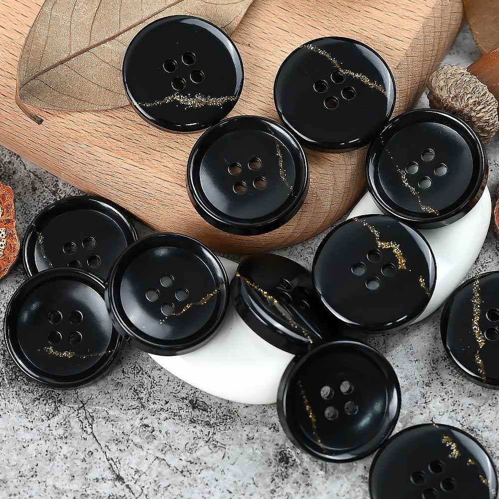15-25mm Round 4 Hole Dreamy Colorful Urea Buttons for Men's and Women's Suits Black
