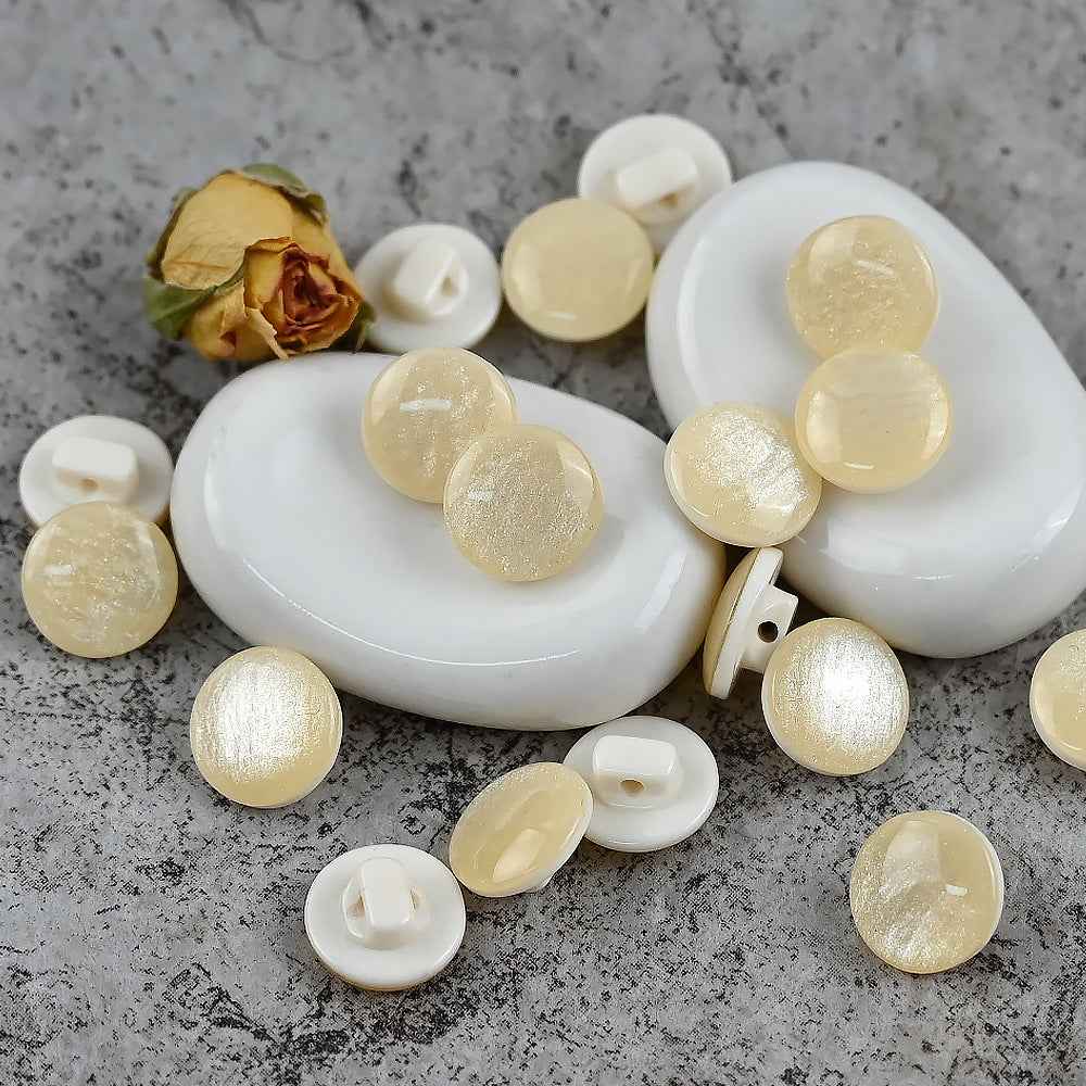 11.5mm Fresh Color Pearl Glitter Resin Mushroom Shank Buttons for Children's Clothing 100pcs Light Yellow
