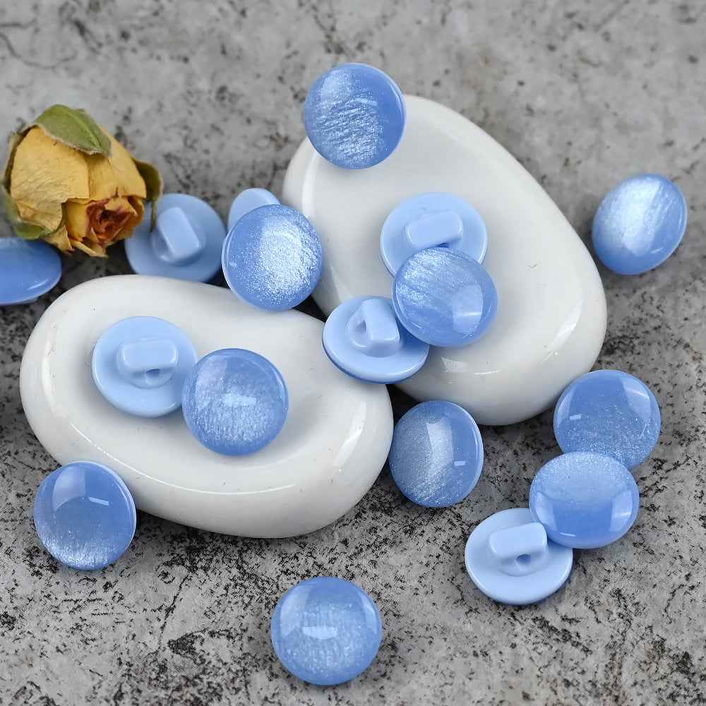 11.5mm Fresh Color Pearl Glitter Resin Mushroom Shank Buttons for Children's Clothing 100pcs Flesh Blue