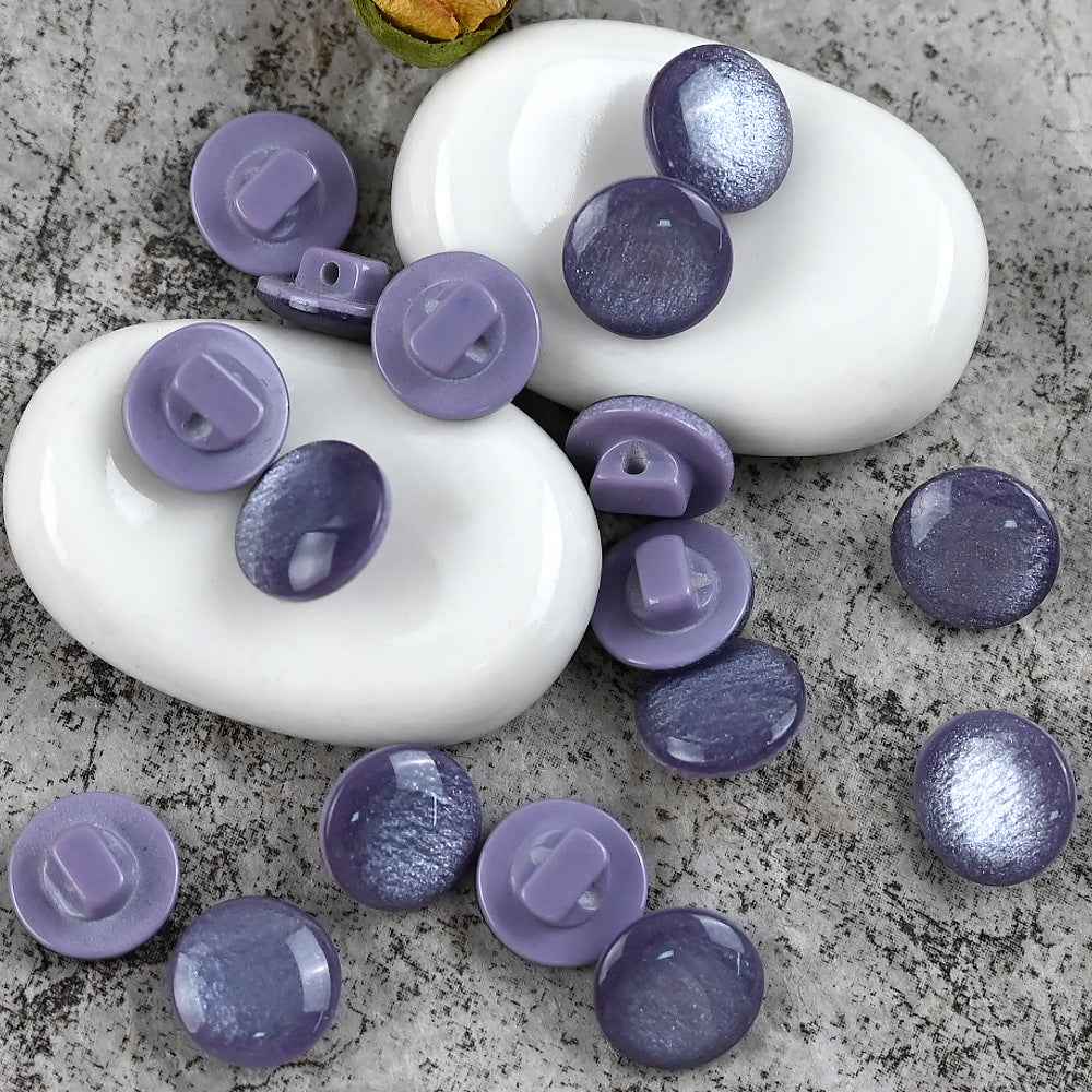 11.5mm Fresh Color Pearl Glitter Resin Mushroom Shank Buttons for Children's Clothing 100pcs Purple