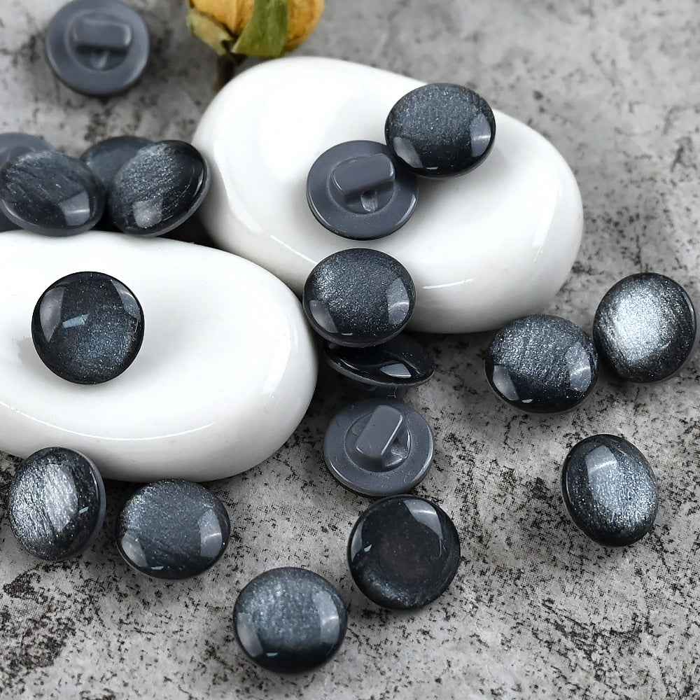 11.5mm Fresh Color Pearl Glitter Resin Mushroom Shank Buttons for Children's Clothing 100pcs Gray