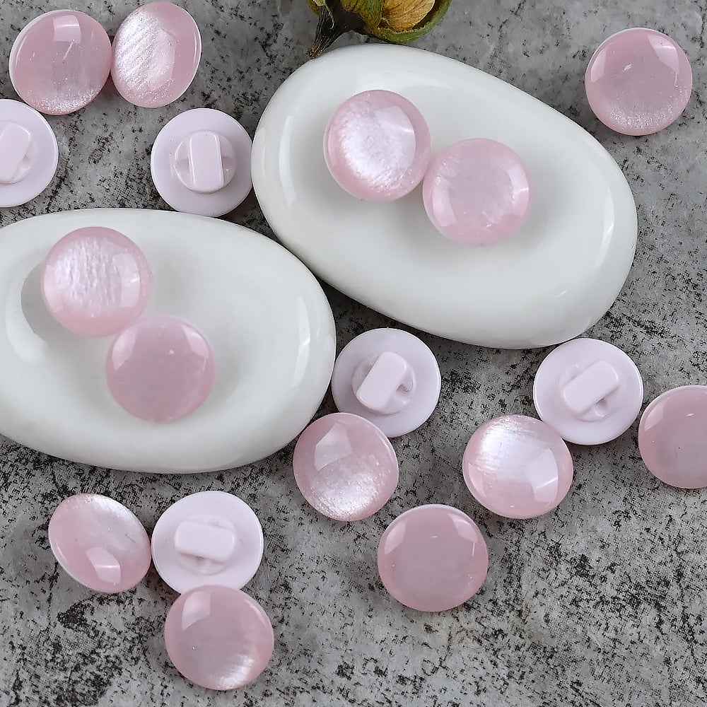 11.5mm Fresh Color Pearl Glitter Resin Mushroom Shank Buttons for Children's Clothing 100pcs Pink