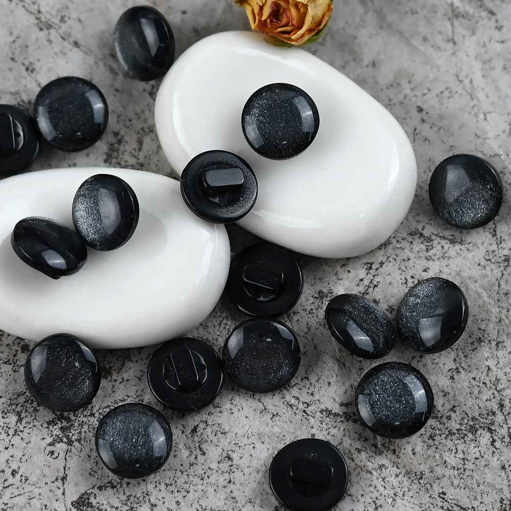 11.5mm Fresh Color Pearl Glitter Resin Mushroom Shank Buttons for Children's Clothing 100pcs Black