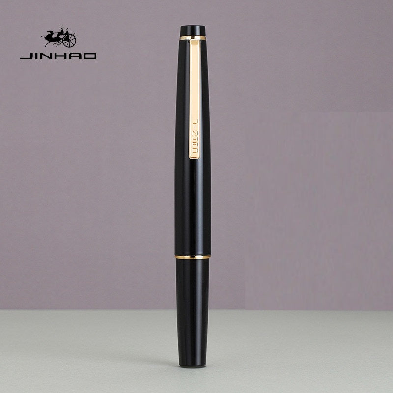 Jinhao 59 Mini Fountain Pen — Compact 118mm Black Barrel, Gold Clip, Converter Included