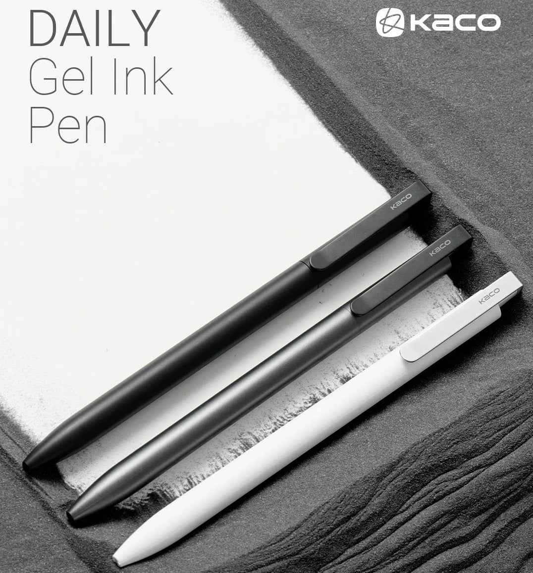 Kaco Daily Click Gel Pens – 0.5mm Smooth Writing Black Ink, 3-Pack