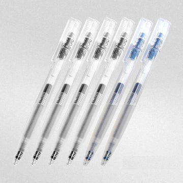 KACO K7 Transparent Gel Pen 6 Pack 4 Black + 2 Blue Black
