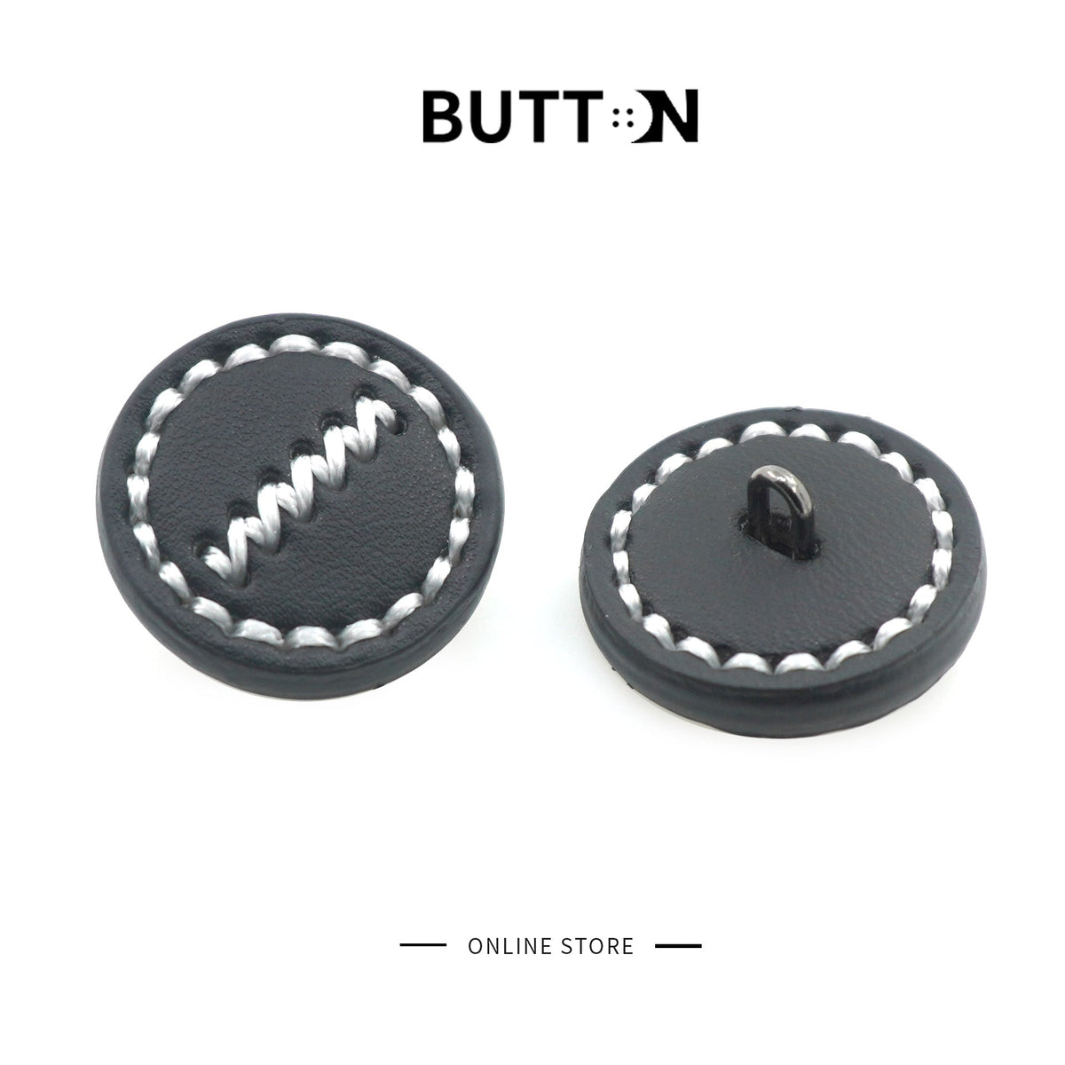 1-inch Round Leather Buttons with Metal Shanks Black Brown 100pcs 100pcs Black