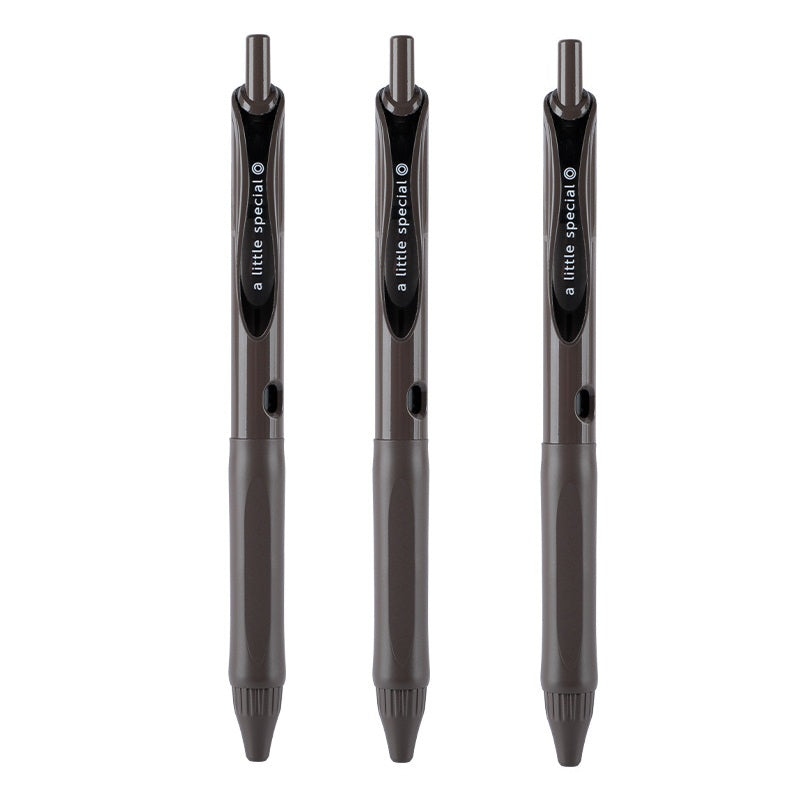 KOKUYO A Little Special viviDRY Quick-Dry Retractable Gel Pen | 0.5mm Black Ink | Vintage Barrel | Set of 3 Dark Brown