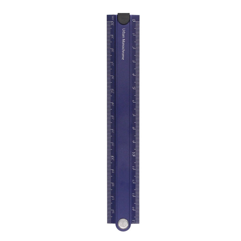 KOKUYO Urban Monochrome Aluminum Folding Ruler, 15–30 cm Blue