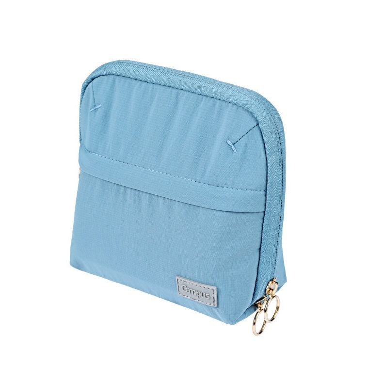 Kokuyo Campus Shell Pouch — Large Capacity Pencil Case & Makeup Bag Blue