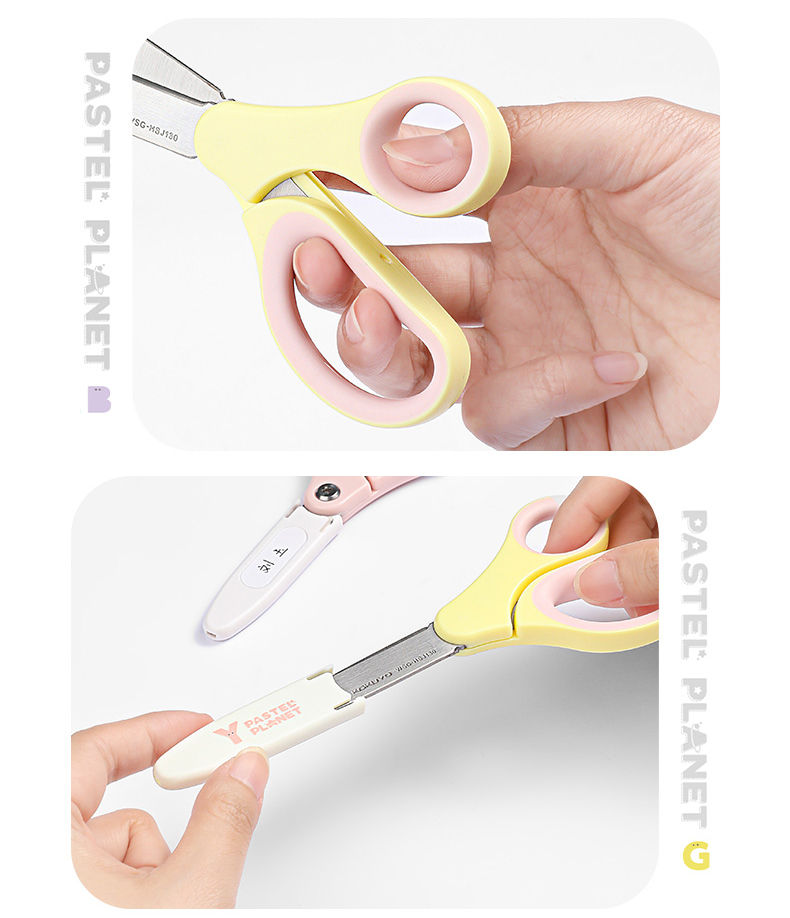 Kokuyo Pastel Planet Kids Safety Scissors for School Craft Projects