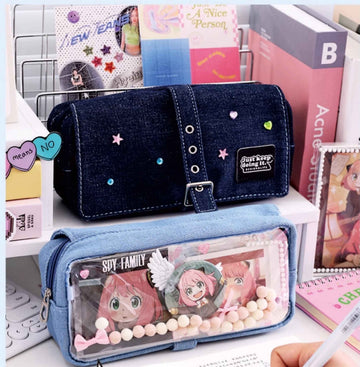 Languo Kawaii Denim Pencil Case Pen Pouch