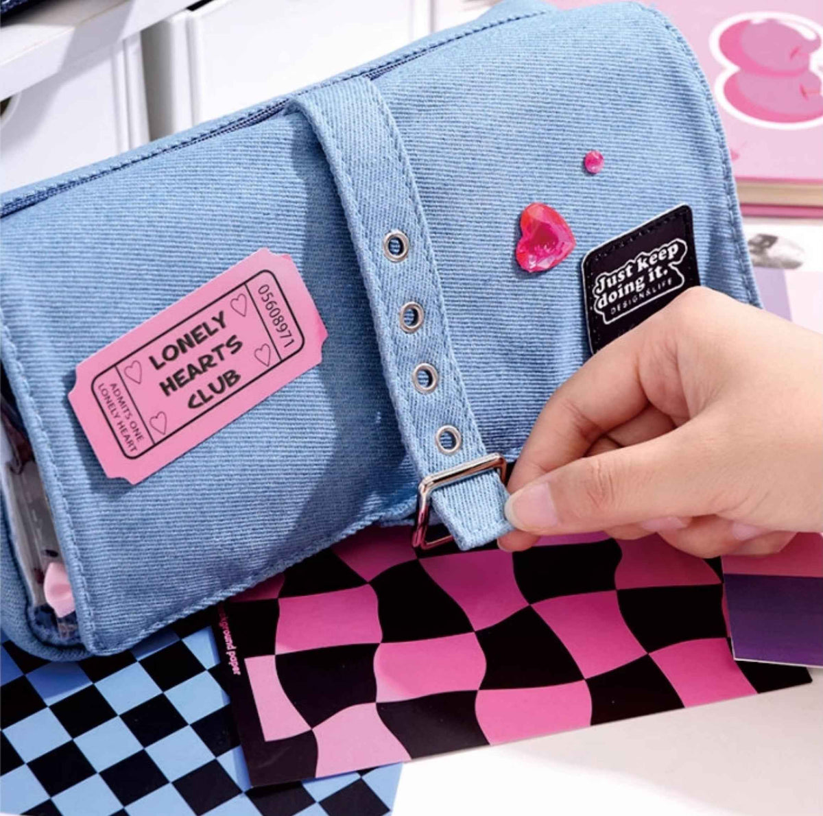 Languo Kawaii Denim Pencil Case Pen Pouch