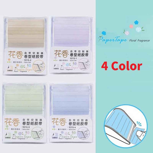 Lavender Scented Sticky Note Tape Roll with Built-in Cutter – 4-Color