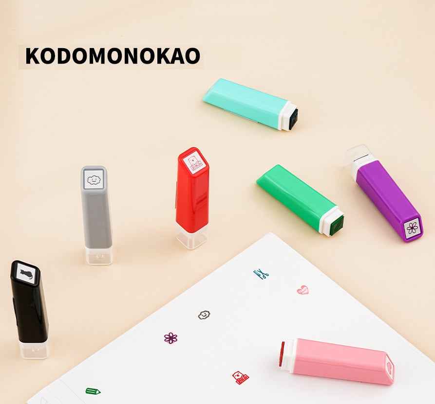 KODOMO NO KAO Japanese Cute MINI Self Inking Stamps 4 Pack