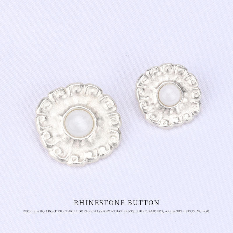 18mm/23mm Matt Silver Metal Pearl Shank Buttons for Women's Tops 12pcs