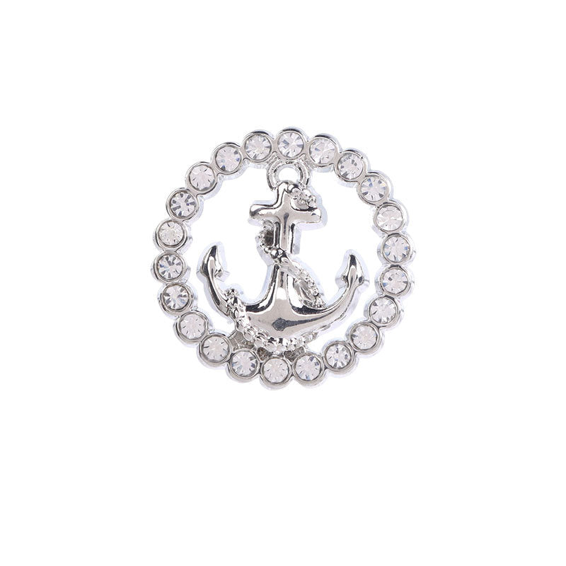 Women Fashion Round Hollow Anchor Rhinestone Metal Shank Buttons 12pcs
