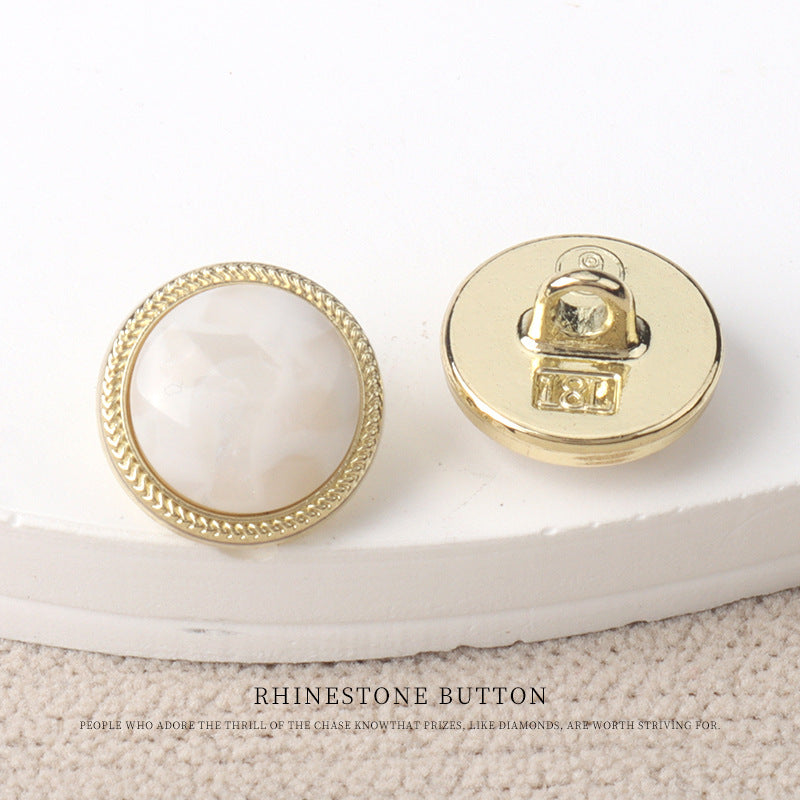 11mm Golden Metal Resin Pearl Luster Buttons for Women's Chiffon Shirts