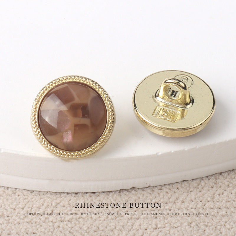 11mm Golden Metal Resin Pearl Luster Buttons for Women's Chiffon Shirts